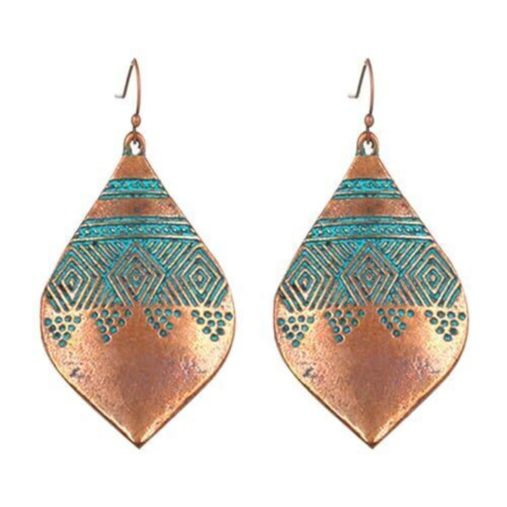 3124 Bohemian Hammered & Engraved Silver Earrings Unique Handmade Vintage